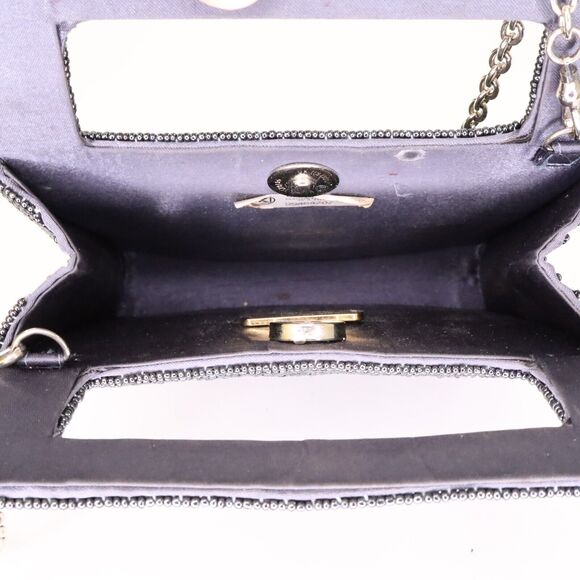 Inge Christopher Bag Handbag Womens Dark Gray Black Square Clutch Formal Beaded - Picture 9 of 12